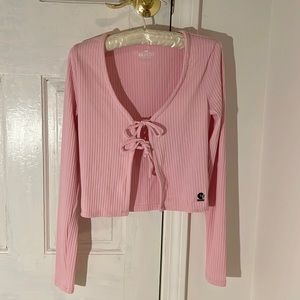Hollister Pink Crop Front Tie